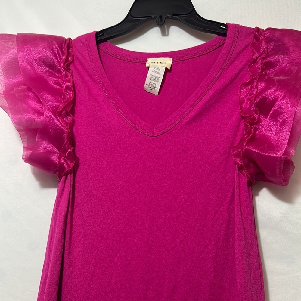 BiBi Pink Ruffled Puff Sleeve Blouse - Picture 5 of 6